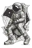 astronaut boy sitting on the moon tattoo design idea