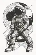 astronaut boy sitting on the moon tattoo design idea