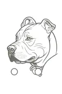 pitbull dog with a ball in its mouth with tongue tattoo design idea