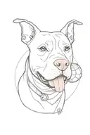 pitbull dog with a ball in its mouth with tongue tattoo design idea