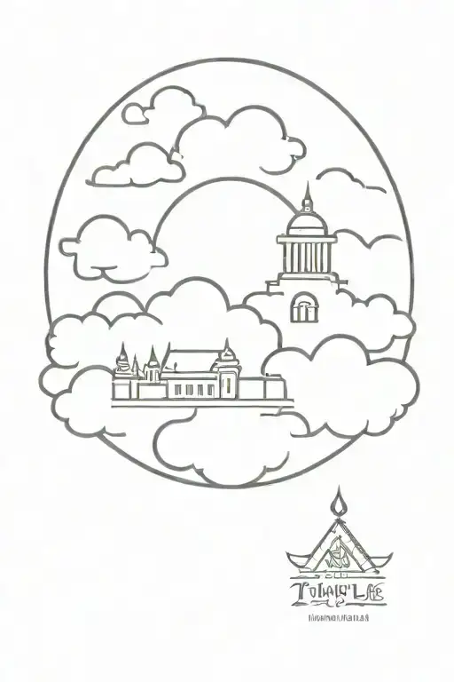 bible verse with smoke clouds and temple  tattoo design idea