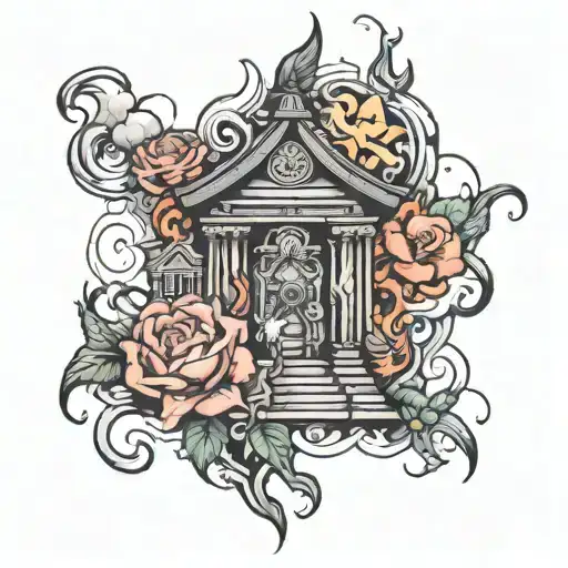 make a tattoo with smoke and a temple  tattoo design idea