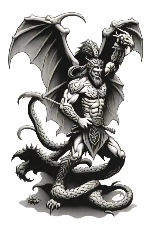Celtic, shamrock, warrior battling a dragon tattoo design idea