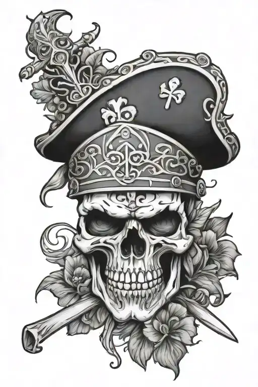 Irish, skull, shamrock, warrior wielding tattoo design idea