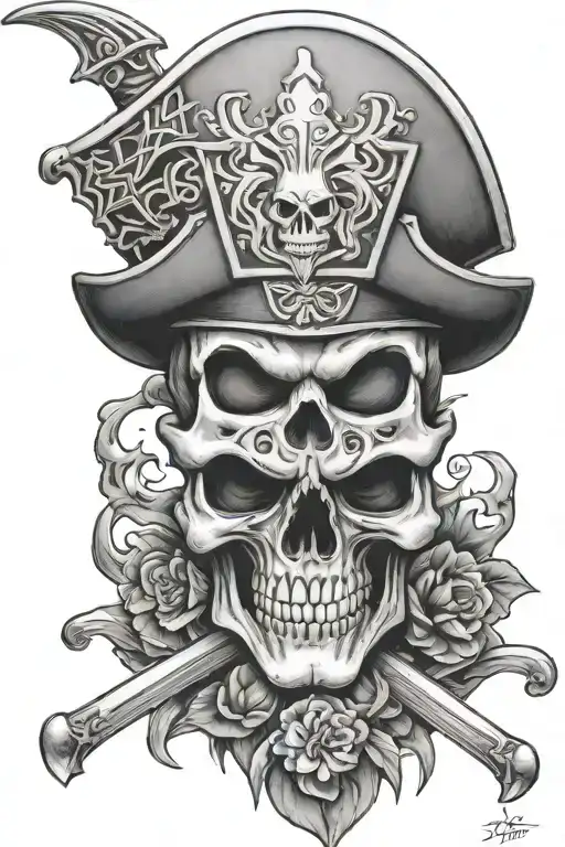 Irish, skull, shamrock, warrior wielding tattoo design idea