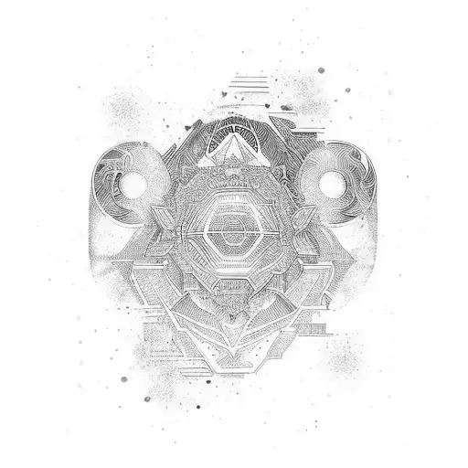 overlapping gradient boxes of different sizes tattoo design idea