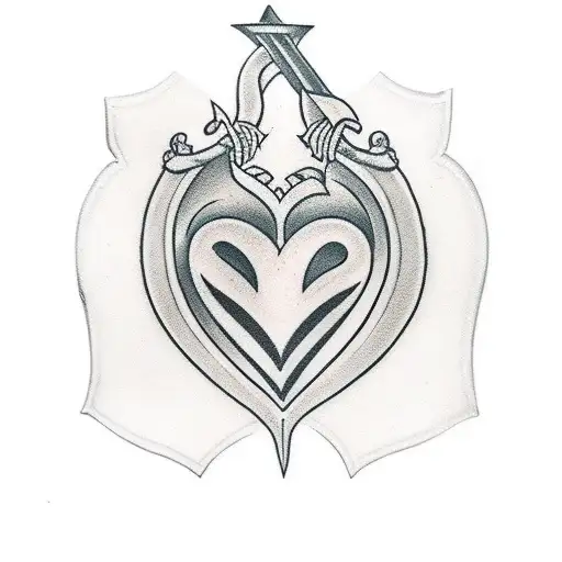 dagger heart banner tattoo design idea