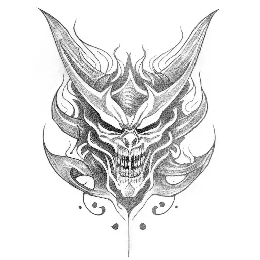 Demon and fire  tattoo design idea