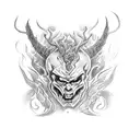Demon and fire  tattoo design idea