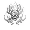 Demon and fire  tattoo design idea