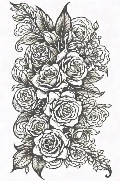 Traditional Style Floral Sleeve Tattoo Design  Create a cohesive, traditional-style sleeve tattoo that covers the left a tattoo design idea