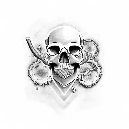 skull with bits of flesh tattoo design idea