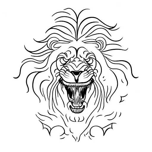 lion and T-Rex face for a powerful blend of majesty and strength tattoo design idea