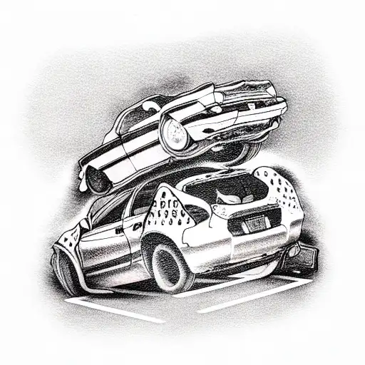 car crash tattoo design idea