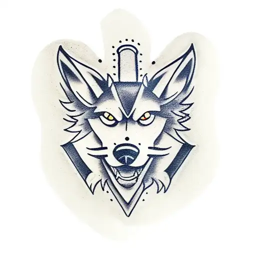A gangster wolf wearing a suit and holding brass knuckles tattoo design idea