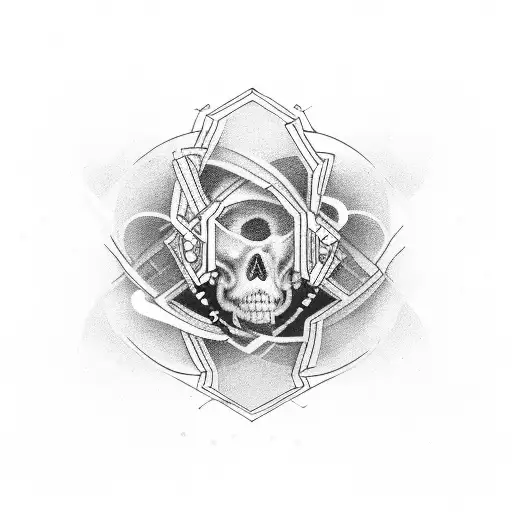 estampados de formas y patrones repetitivos, inspirados en la música techno tattoo design idea