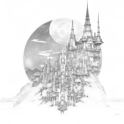 final fantasy 14 amaurot skyline tattoo design idea