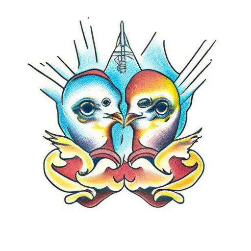 two-headed chick tattoo design idea