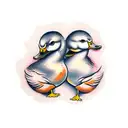 two-headed duckling tattoo design idea