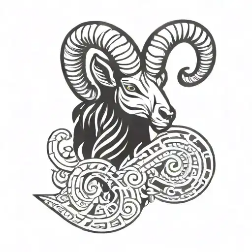 aries zodiac sign, fire, ram head tattoo design idea
