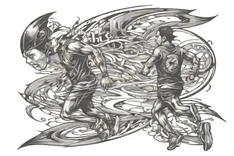 running man with after images behind in a line tattoo tattoo design idea