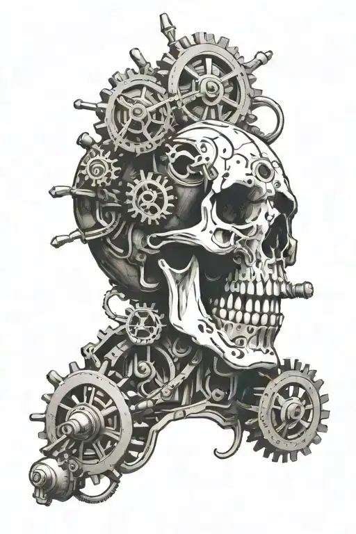 mechanicus skull with gears tattoo design idea