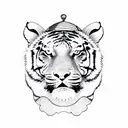 tiger head with fortune teller hat tattoo design idea