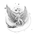 A celestial-themed tattoo featuring Lucifer falling from heaven surrounded by stars and galaxies tattoo design idea