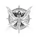 A celestial-themed tattoo featuring Lucifer falling from heaven surrounded by stars and galaxies tattoo design idea