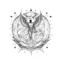 A celestial-themed tattoo featuring Lucifer falling from heaven surrounded by stars and galaxies tattoo design idea