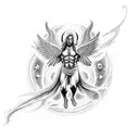 A celestial-themed tattoo featuring Lucifer falling from heaven surrounded by stars and galaxies tattoo design idea