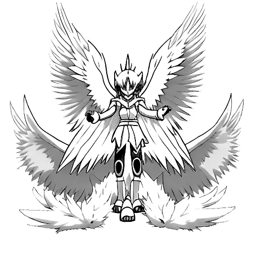 Wing for the chest they most be look like angemon from digimon tattoo design idea