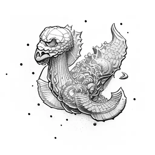 oyster cannon and griffin  tattoo design idea