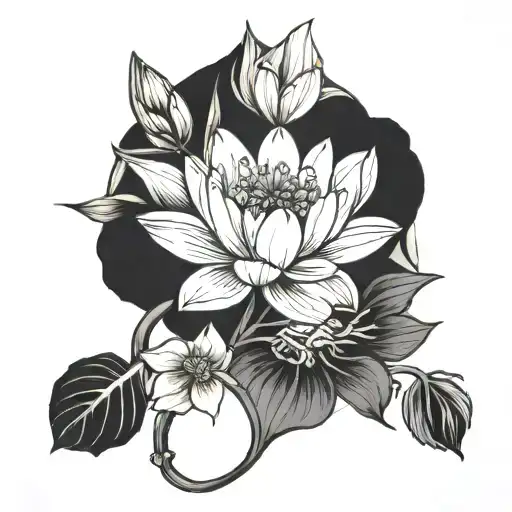water Lilly iris narcissus flower tattoo design idea