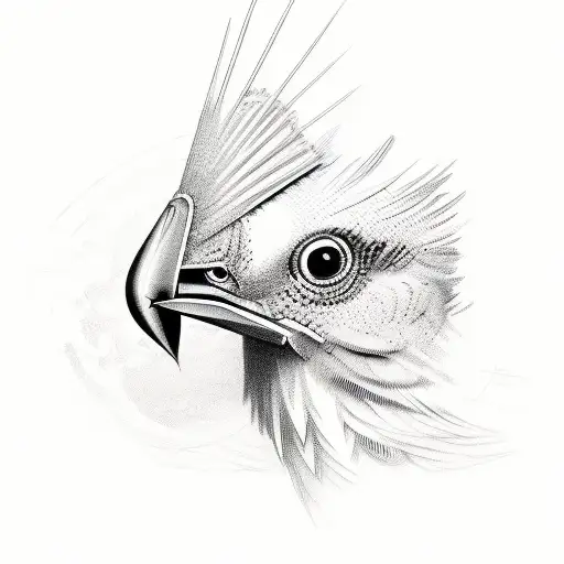 phenoix rising bird with sharp face tattoo design idea