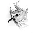 phenoix rising bird with sharp face tattoo design idea
