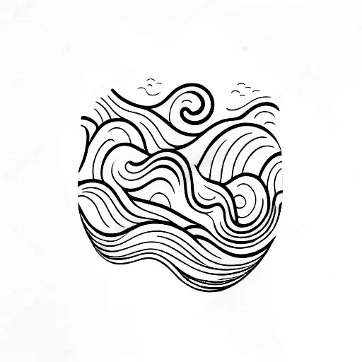 waves that flow into mountains than flow back into the waves, armband tattoo design idea
