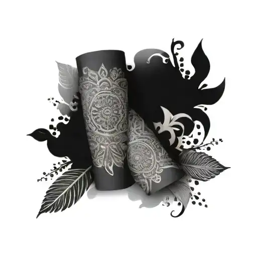 arm sleeve with mandala pointillism technique and protection symbols tattoo design idea