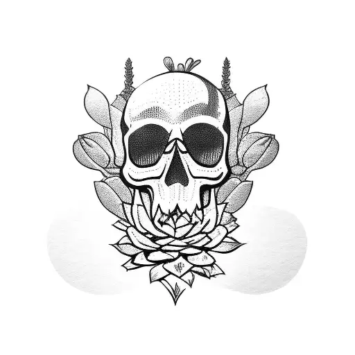 skull coffee books succulents  tattoo design idea