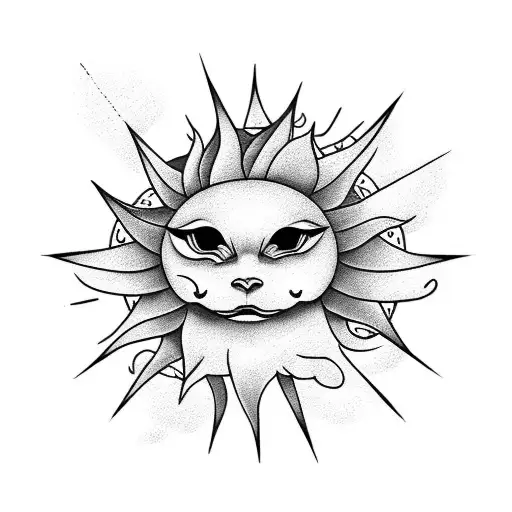cloud storm with a sun tattoo design idea
