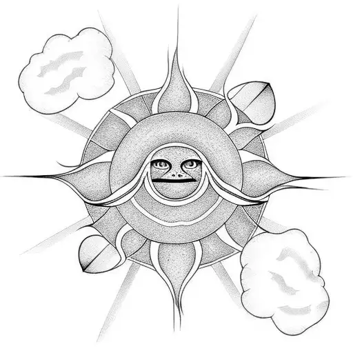 cloud storm with a sun tattoo design idea