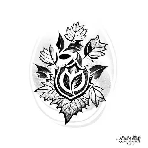 A Glass Of Wine With Some Leafs tattoo design idea