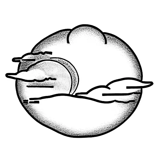 cloud storm with a sun tattoo design idea