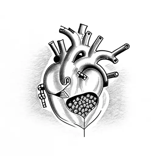 anatomical heart with a winery inside tattoo design idea
