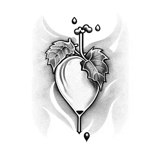 Wine heart wine leaf  tattoo design idea