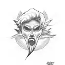 cloud storm with lightning an a sun behind tattoo design idea