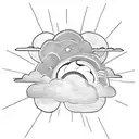 cloud storm with lightning with a sun behind tattoo design idea