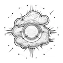 cloud storm with lightning with a sun tattoo design idea