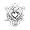Heart surround by wine leaf  tattoo design idea