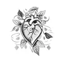 Heart with grapes inside and leaves  tattoo design idea